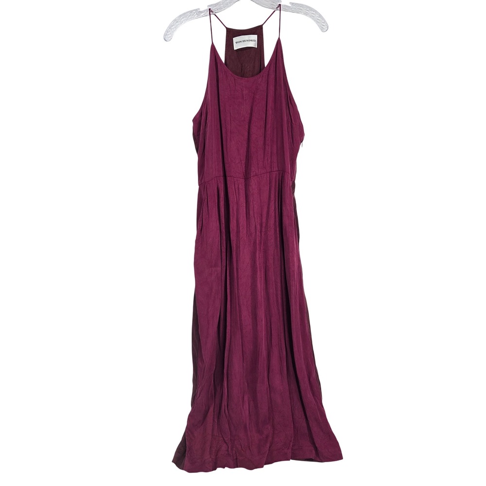 Won Hundred Orlanda Maxi Dress 40 Burgundy Cupro Silk Feel Minimalist Boho Plum